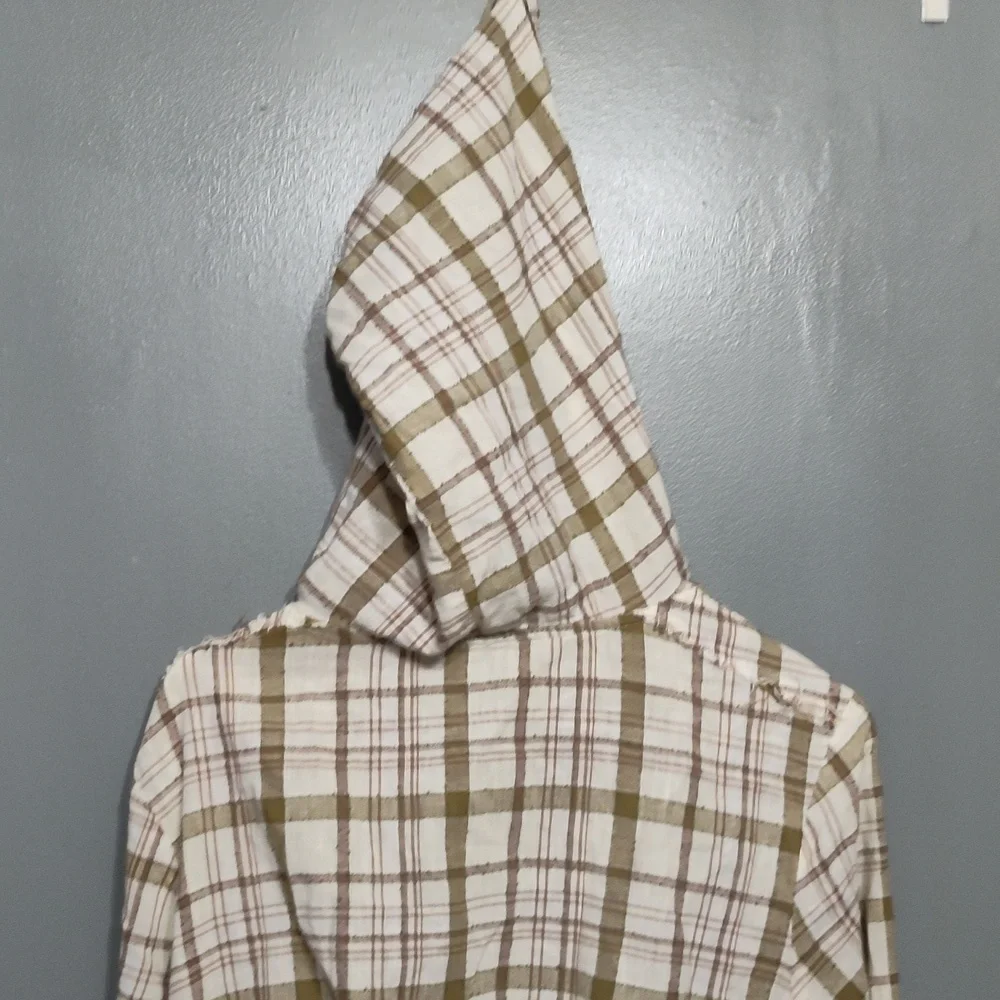 Free People Hooded Plaid Pullover size small - Picture 5 of 8